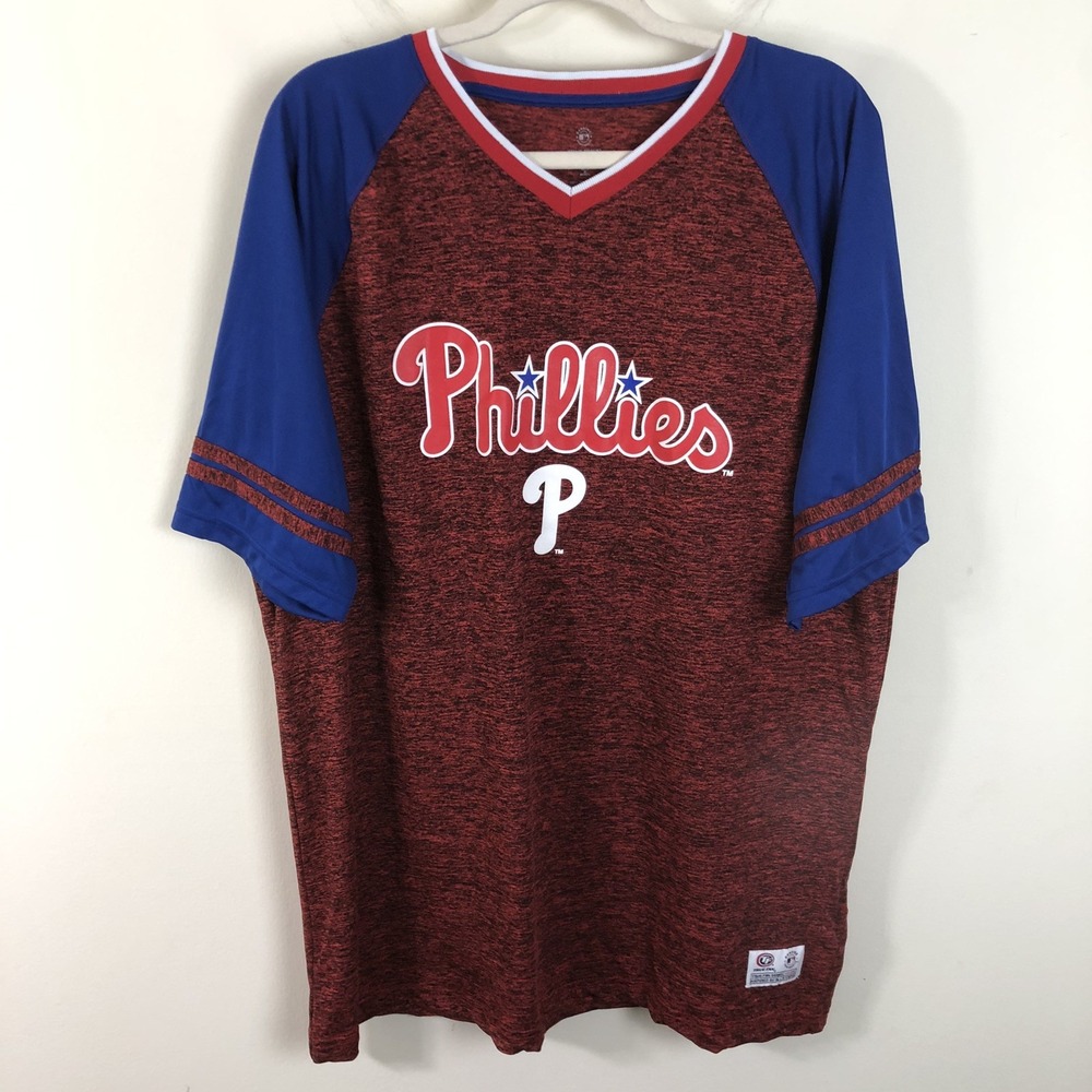 Philadelphia Phillies True Fan V-Neck Athletic Shirt Men's 2XL Red MLB Baseball